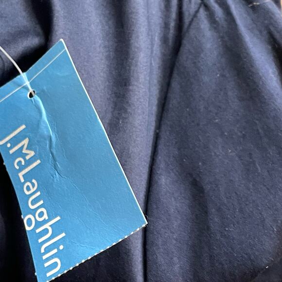 J Mclaughlin Dara Dress Sz S Midi Navy V Neck Ruffle Hem 3/4 Sleeve NEW Classy - Picture 5 of 11